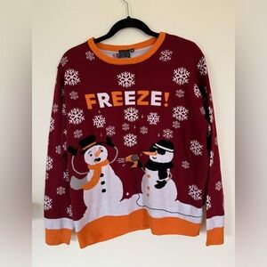 Women’s XL Jake Austin Maroon/Good/White “Ugly Christmas” Sweater Snowman Freeze